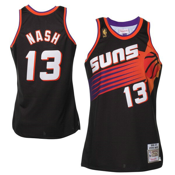 Maillot Phoenix Suns Homme Ness Steve Nash 13 1996-1997 Noir